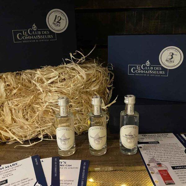 Le club des connaisseurs - box gin 3 gins : abonnement mensuel, coffret cadeau