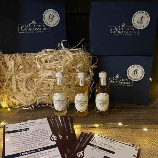 Le club des connaisseurs - box whisky 3 whiskies : abonnement mensuel, coffret cadeau