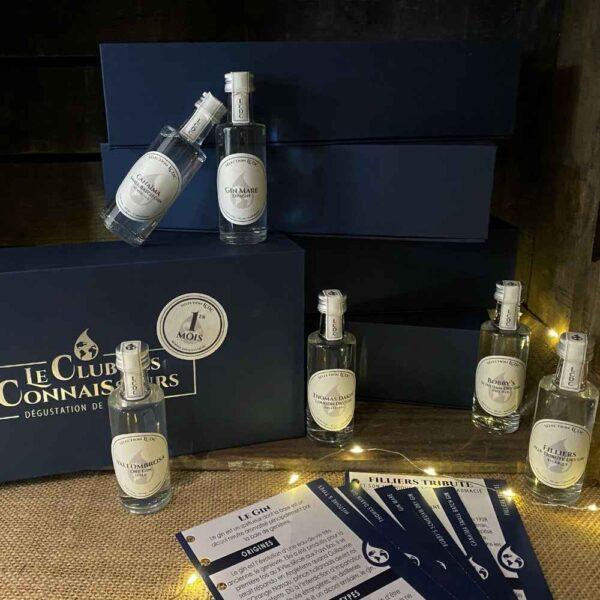 Le club des connaisseurs - box gin 6 gins : abonnement mensuel, coffret cadeau