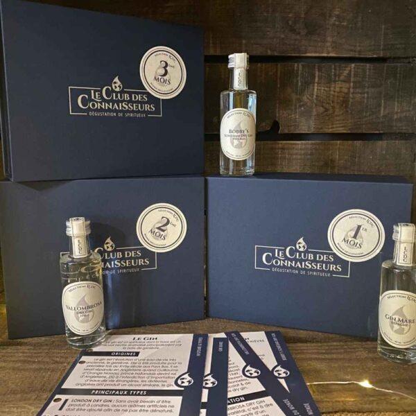 Le club des connaisseurs - box gin 3 gins : abonnement 3 mois, coffret cadeau