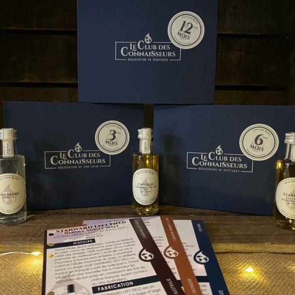 Le club des connaisseurs - box mixtes 3 spiritueux : abonnement mensuel, coffret cadeau