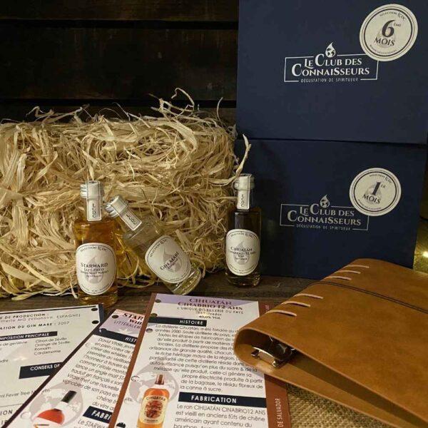 Le club des connaisseurs - box mixte 3 spiritueux : abonnement 6 mois, coffret cadeau