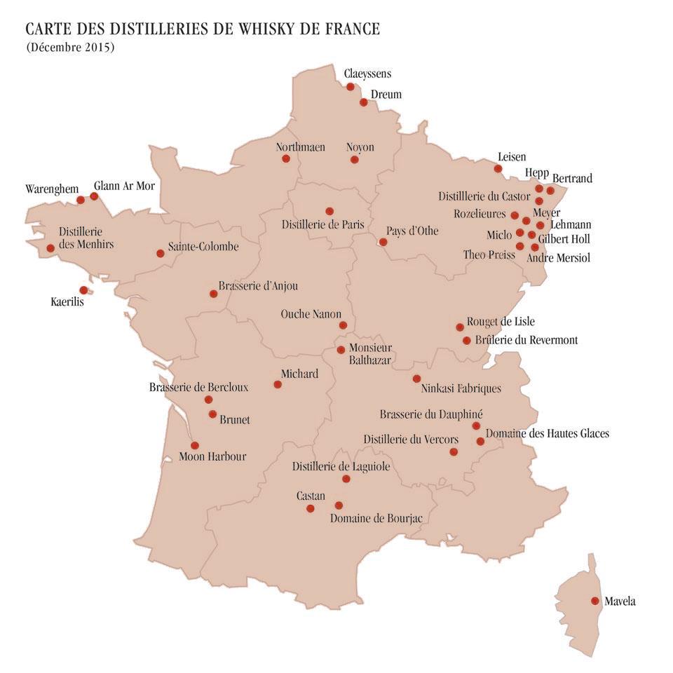 Comment le whisky est-il arrivé en France ? - Carte de la France des distillerie - Le Club des connaisseurs